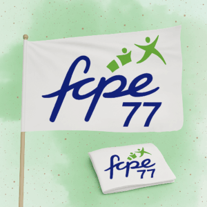 Drapeau FCPE 77 avec hampe – Unité