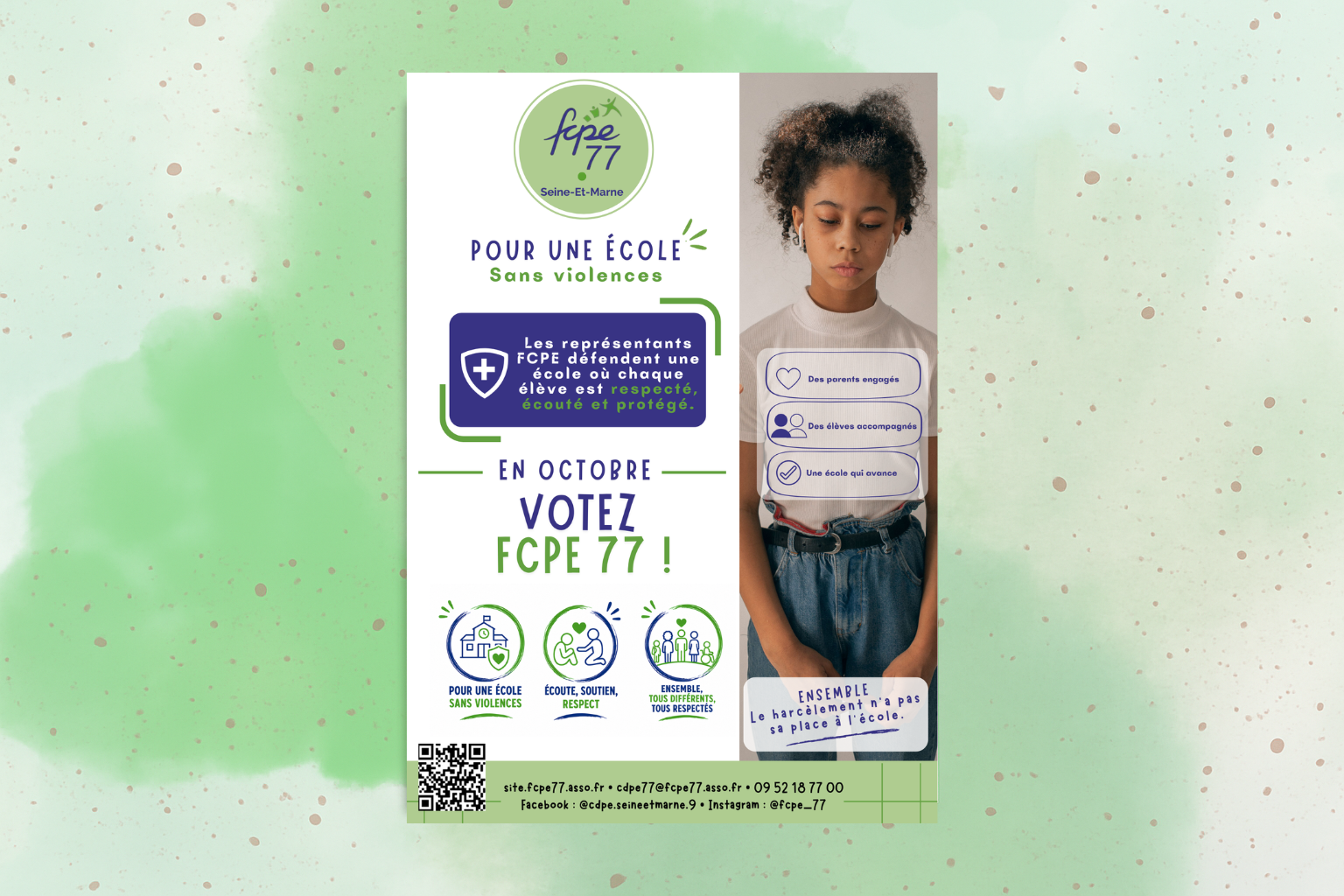 Affiche Pour une école sans violences - UNITÉ