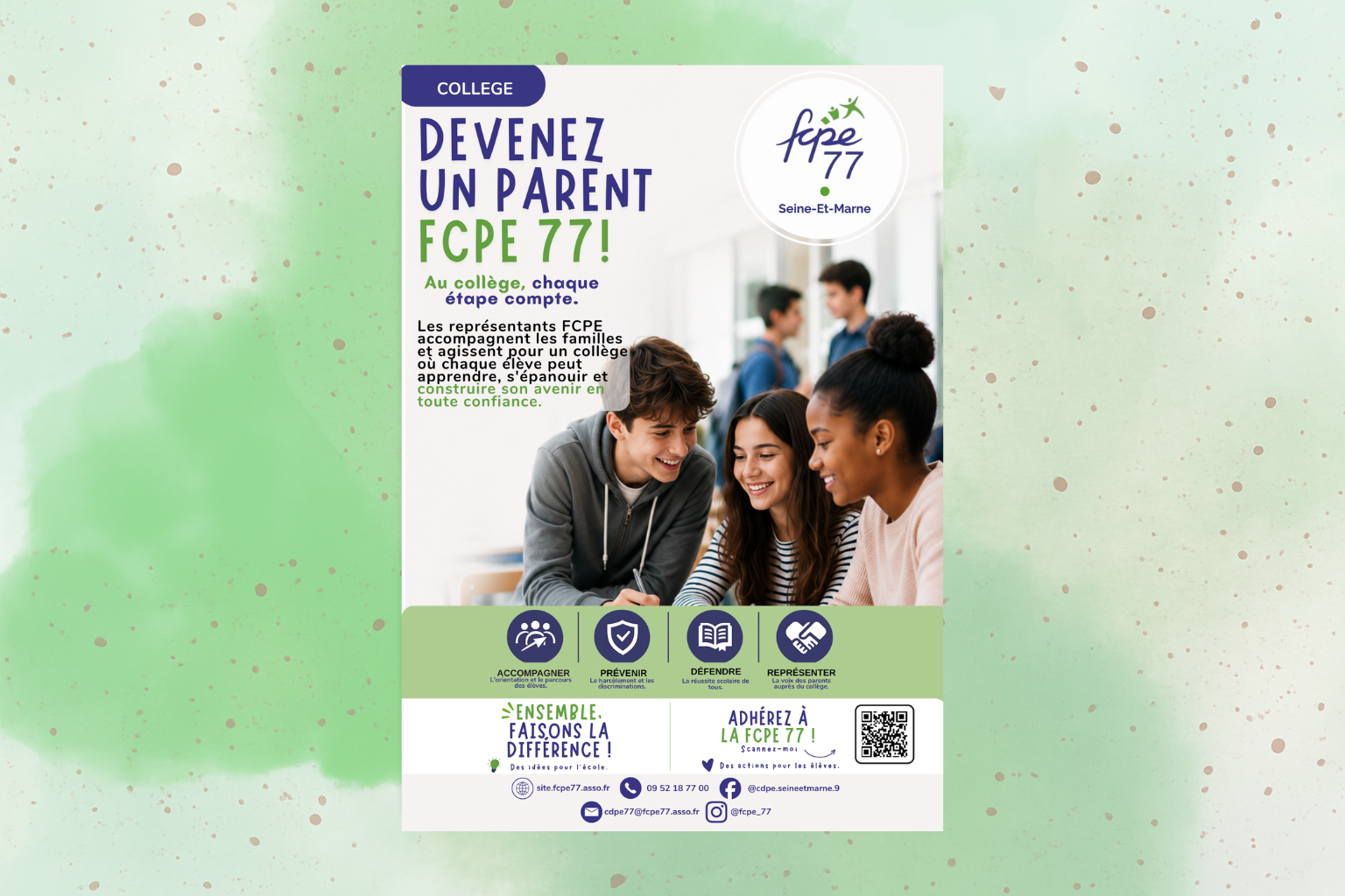 Affiche Devenez un parent FCPE, Collège - UNITÉ